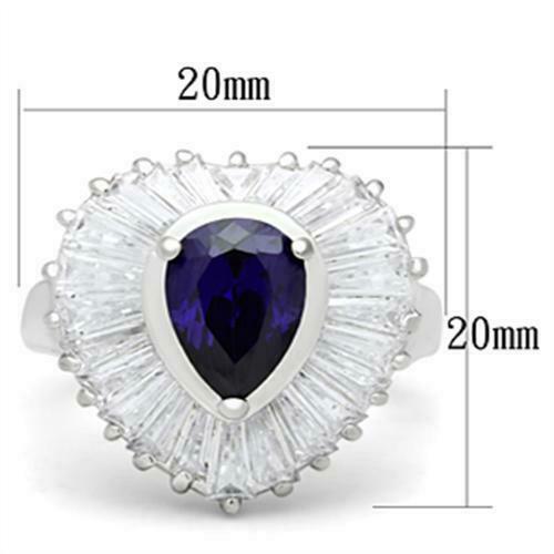 Jewellery Kingdom Ladies Purple Amethyst Pear Sterling Silver Baguettes Ring (Silver) Secondary image