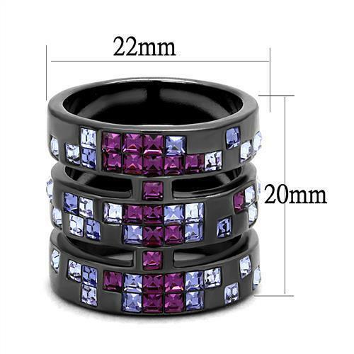 Jewellery Kingdom Ladies Purple Amethyst Princess Cut Wide Cubic Zirconia Ring (Black) Secondary image