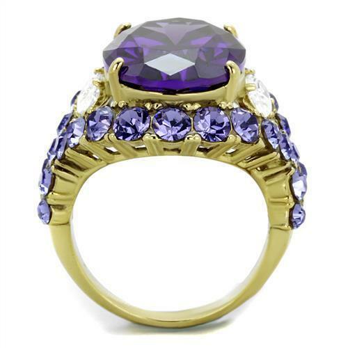 Jewellery Kingdom Ladies Purple Amethyst Sparkling Cocktail 14k Ring (Gold) - Rings - British D'sire