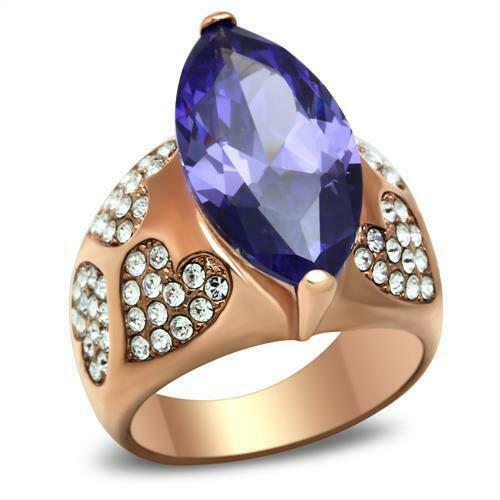 Jewellery Kingdom Ladies Purple Tanzanite Marquise 6 Carat Pave Cocktail Ring (Gold) - Jewelry Rings - British D'sire Main image