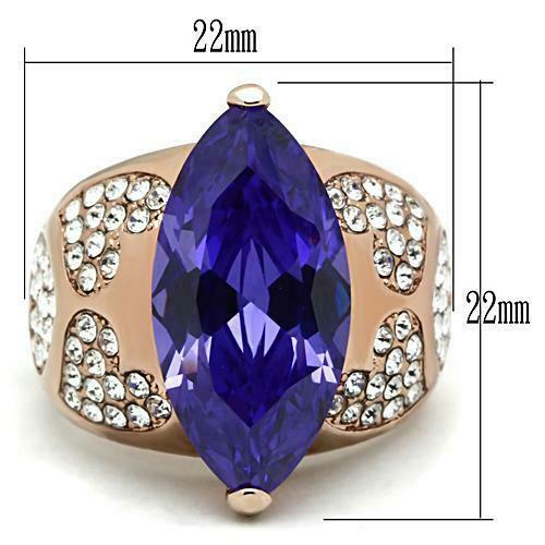 Jewellery Kingdom Ladies Purple Tanzanite Marquise 6 Carat Pave Cocktail Ring (Gold) Secondary image