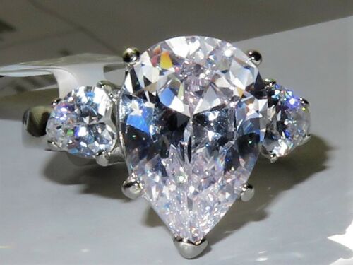 Jewellery Kingdom Ladies Realistic Pear Three Stone Stainless Steel 4K Ring (Silver) - Rings - British D'sire Main image