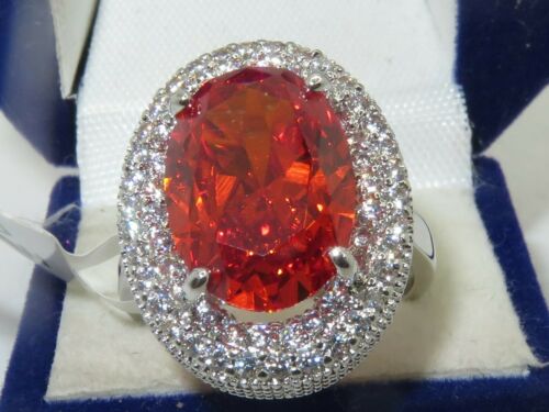 Jewellery Kingdom Ladies Garnet Cocktail Oval Dress Statement 14 Carat Rhodium Ring (Red) Secondary image