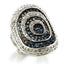 Jewellery Kingdom Ladies Rhodium & Ruthenium Sapphire Blue Cocktail Ring - Jewelry Rings - British D'sire