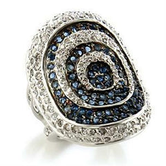 Jewellery Kingdom Ladies Rhodium & Ruthenium Sapphire Blue Cocktail Ring - Jewelry Rings - British D'sire