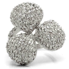 Jewellery Kingdom Ladies Rhodium Statement Silver Cz Chunky Cocktail Pave Ring - Jewelry Rings - British D'sire