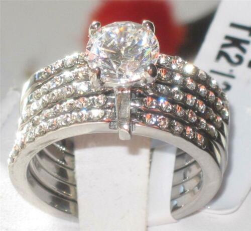 Jewellery Kingdom Ladies Ring Set Cz Stainless Steel Engagement Wedding Bands 2.50 Carat Secondary image
