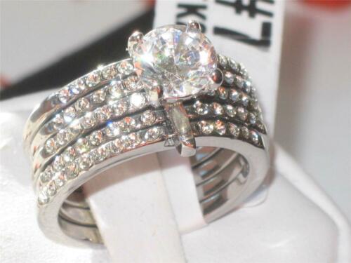 Jewellery Kingdom Ladies Ring Set Cz Stainless Steel Engagement Wedding Bands 2.50 Carat - Jewelry Rings - British D'sire Main image
