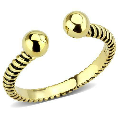 Jewellery Kingdom Ladies Rope No Stone Band 18kt Steel No Tarnish Ball Ends Ring (Gold) - Jewelry Rings - British D'sire Main image