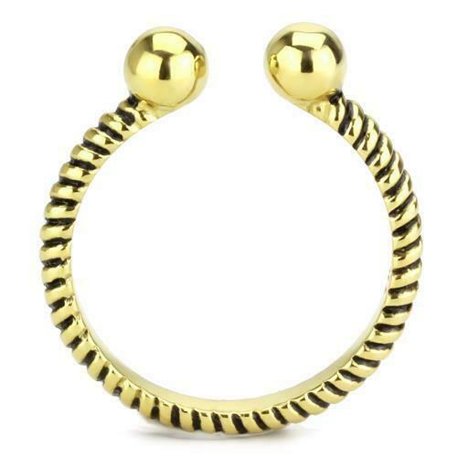 Jewellery Kingdom Ladies Rope No Stone Band 18kt Steel No Tarnish Ball Ends Ring (Gold) - Jewelry Rings - British D'sire