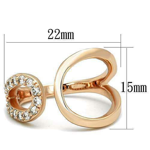 Jewellery Kingdom Ladies Rose Gold Band Open Simulated Diamonds 14kt Steel Ring Secondary image