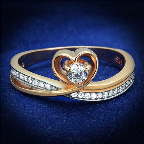 Jewellery Kingdom Ladies Rose Gold Cz 14kt Solitaire Accents Channel Sterling Ring (Silver) - Jewelry Rings - British D'sire Main image