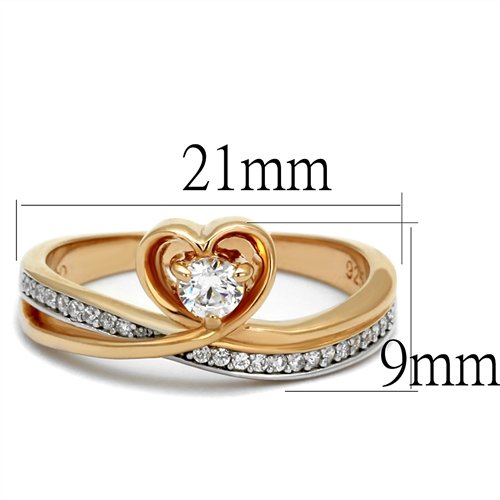 Jewellery Kingdom Ladies Rose Gold Cz 14kt Solitaire Accents Channel Sterling Ring (Silver) Secondary image