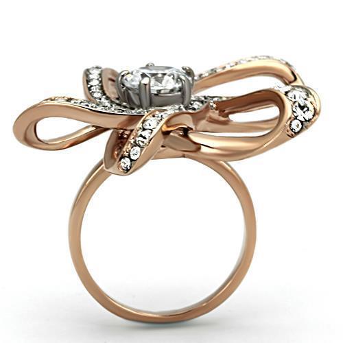 Jewellery Kingdom Ladies Rose Gold Cz Flower Steel 14kt Cocktail Statement Handmade Pretty - Mens Jewellery - British D'sire