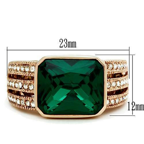 Jewellery Kingdom Ladies Rose Gold Emerald Bezel Steel 4 Carat Pave Cubic Zirconia Ring (Green) Secondary image
