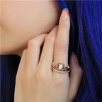Jewellery Kingdom Ladies Rose Gold Ring Set Pear Cz 1 Carat Engagement Wedding Band - Jewelry Rings - British D'sire