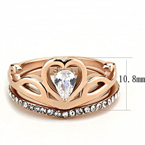 Jewellery Kingdom Ladies Rose Gold Ring Set Pear Cz 1 Carat Engagement Wedding Band - Jewelry Rings - British D'sire