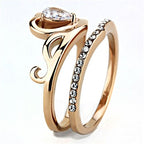 Jewellery Kingdom Ladies Rose Gold Ring Set Pear Cz 1 Carat Engagement Wedding Band - Jewelry Rings - British D'sire