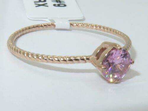 Jewellery Kingdom Ladies Rose Gold Sapphire Solitaire Rope 50 Carat 14kt Steel Ring (Pink) - Jewelry Rings - British D'sire Main image