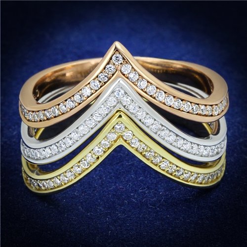 Jewellery Kingdom Ladies Rose Gold, Yellow Gold & Sterling Silver Cz Wedding Stacking Bands Rings Secondary image