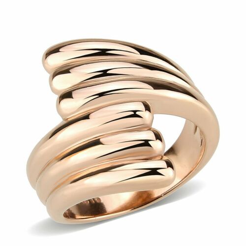 Jewellery Kingdom Ladies Rose No Stone Band 18kt Flat Stamped Steel Any Finger Ring (Gold) - Jewelry Rings - British D'sire Main image