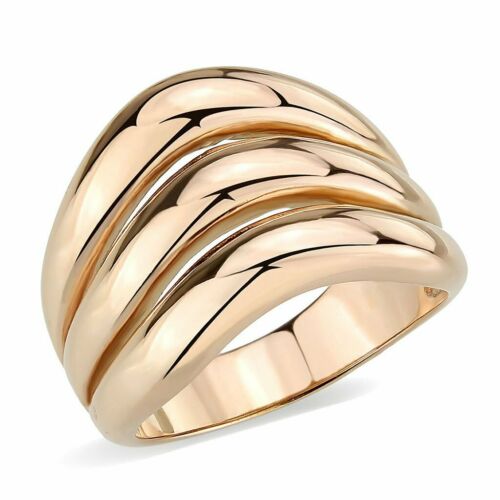 Jewellery Kingdom Ladies Rose No Stone Bband 18kt Flat Stamped Steel Any Finger Ring (Gold) - Jewelry Rings - British D'sire