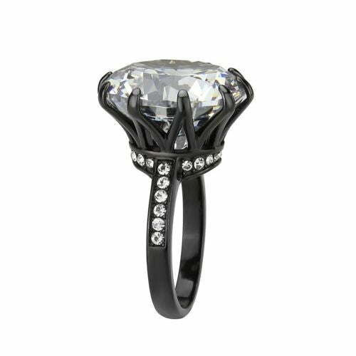 Jewellery Kingdom Ladies Round Cut Big Cocktail Cubic Zirconia 10K Ring (Black) - Jewelry Rings - British D'sire