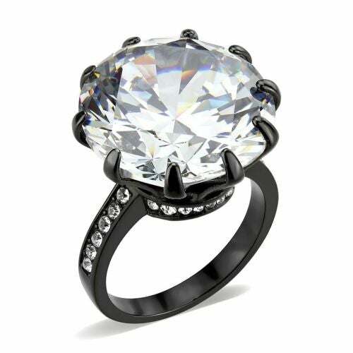 Jewellery Kingdom Ladies Round Cut Big Cocktail Cubic Zirconia 10K Ring (Black) - Jewelry Rings - British D'sire