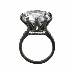 Jewellery Kingdom Ladies Round Cut Big Cocktail Cubic Zirconia 10K Ring (Black) - Jewelry Rings - British D'sire