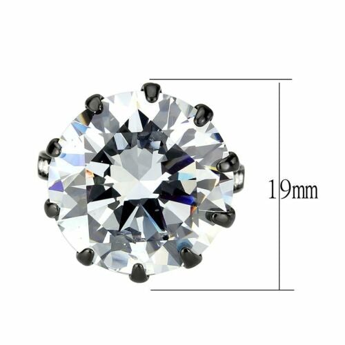 Jewellery Kingdom Ladies Round Cut Big Cocktail Cubic Zirconia 10K Ring (Black) - Jewelry Rings - British D'sire