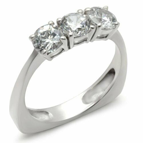 Jewellery Kingdom Ladies Round Three Stone Anniversary Cubic Zirconia Sterling Silver Ring - Jewelry Rings - British D'sire Main image