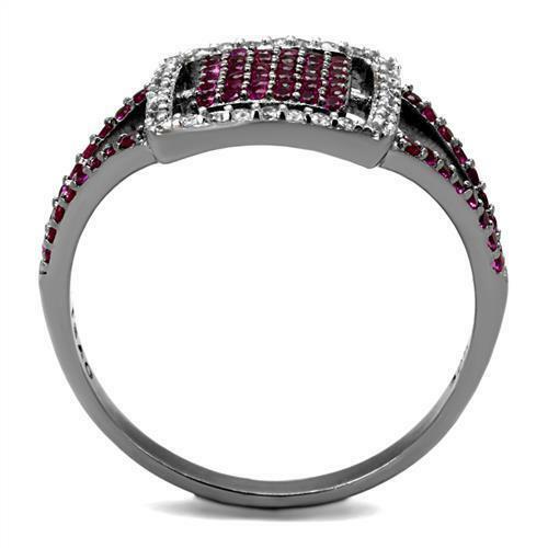 Jewellery Kingdom Ladies Ruby Cz Sterling Silver Band Handmade Flat Pave Ring - Jewelry Rings - British D'sire