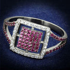 Jewellery Kingdom Ladies Ruby Cz Sterling Silver Band Handmade Flat Pave Ring - Jewelry Rings - British D'sire