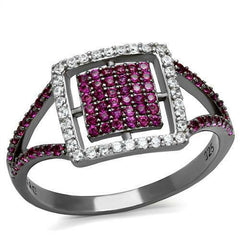 Jewellery Kingdom Ladies Ruby Cz Sterling Silver Band Handmade Flat Pave Ring - Jewelry Rings - British D'sire