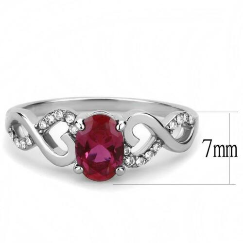 Jewellery Kingdom Ladies Ruby Oval Simulated Diamonds 2CT Stainless Steel Ring (Silver & Red) - Jewelry Rings - British D'sire
