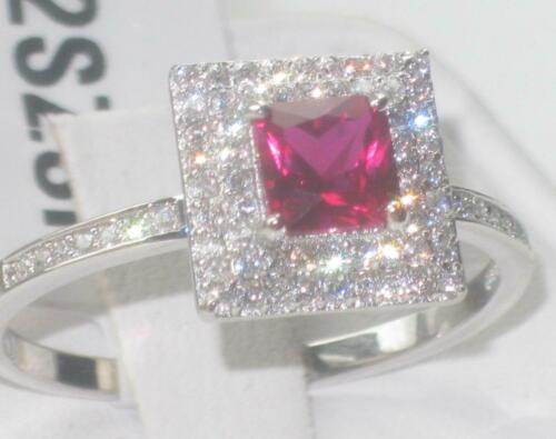 Jewellery Kingdom Ladies Ruby Princess Cut Square Cz Sterling Silver Stamped Sparkling Ring - Jewelry Rings - British D'sire