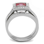 Jewellery Kingdom Ladies Ruby Princess Engagement Wedding Band 3carat Stainless Steel Ring Set - Jewelry Rings - British D'sire