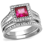 Jewellery Kingdom Ladies Ruby Princess Engagement Wedding Band 3carat Stainless Steel Ring Set - Jewelry Rings - British D'sire