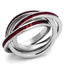 Jewellery Kingdom Ladies Russian Bands Siam Channel Set Interlocking 3pcs Cubic Zirconia Silver Rings (Red) - Jewelry Rings - British D'sire