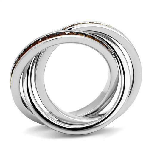 Jewellery Kingdom Ladies Russian Bands Siam Channel Set Interlocking 3pcs Cubic Zirconia Silver Rings (Red) - Jewelry Rings - British D'sire
