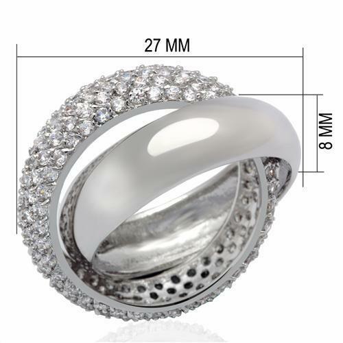 Jewellery Kingdom Ladies Russian Wedding Band 3 Wedding Pave Ring (Silver) Secondary image