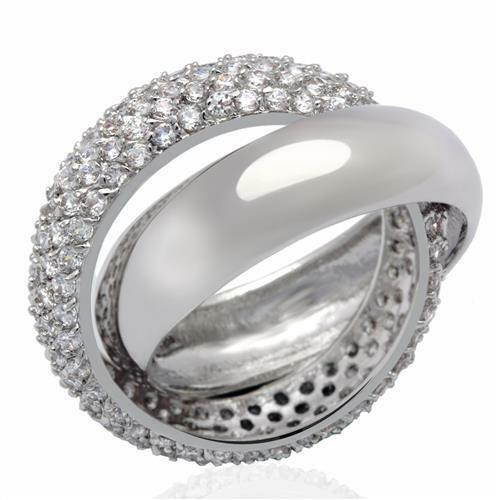 Jewellery Kingdom Ladies Russian Wedding Band 3 Wedding Pave Ring (Silver) - Jewelry Rings - British D'sire Main image