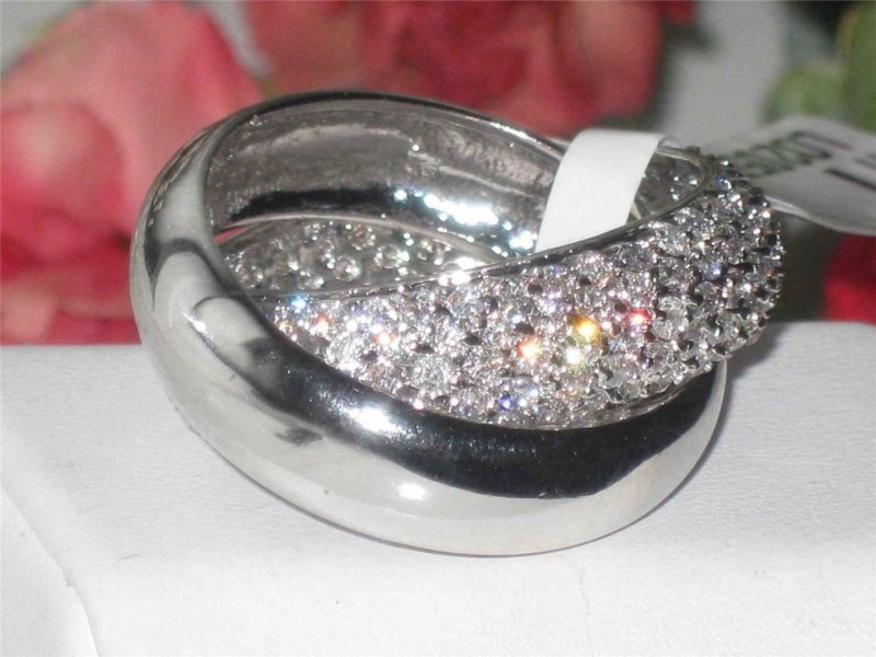 Jewellery Kingdom Ladies Russian Wedding Band CZ Interlocking Full Eternity Ring (Silver) - Jewelry Rings - British D'sire Main image