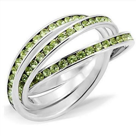 Jewellery Kingdom Ladies Russian Wedding Peridot CZ Sterling Silver Bands Rings (Green) - Jewelry Rings - British D'sire Main image