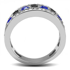 Jewellery Kingdom Ladies Sapphire Band 10mm Cubic Zirconia Stainless Steel no Tarnish Silver Ring (Blue) - Jewelry Rings - British D'sire