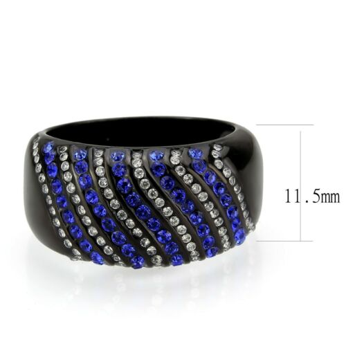 Jewellery Kingdom Ladies Sapphire Band 11mm Cubic Zirconia Stainless Steel Ring (Black) Secondary image