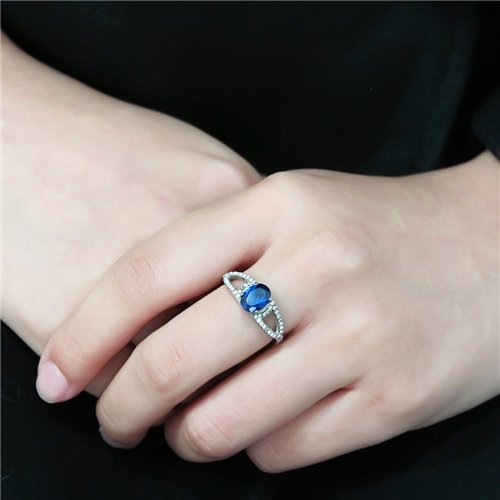 Jewellery Kingdom Ladies Sapphire Blue Oval 1.50 Carat Cz Stainless Steel Ring - Jewelry Rings - British D'sire