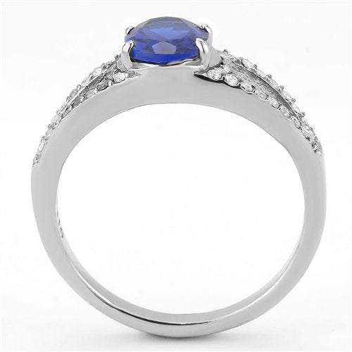 Jewellery Kingdom Ladies Sapphire Blue Oval 1.50 Carat Cz Stainless Steel Ring - Jewelry Rings - British D'sire