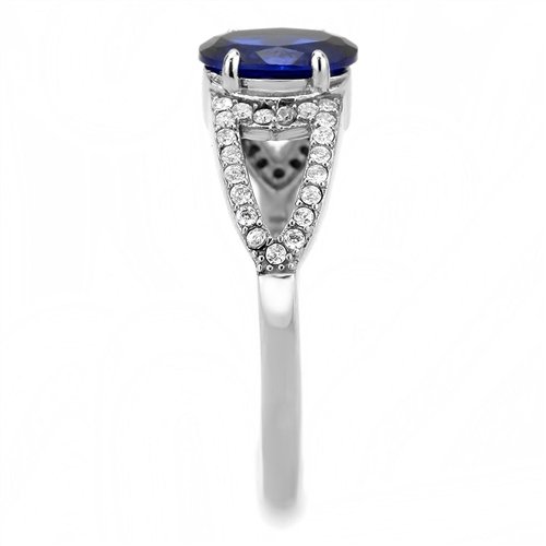 Jewellery Kingdom Ladies Sapphire Blue Oval 1.50 Carat Cz Stainless Steel Ring - Jewelry Rings - British D'sire