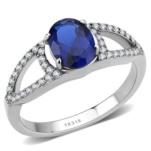 Jewellery Kingdom Ladies Sapphire Blue Oval 1.50 Carat Cz Stainless Steel Ring - Jewelry Rings - British D'sire